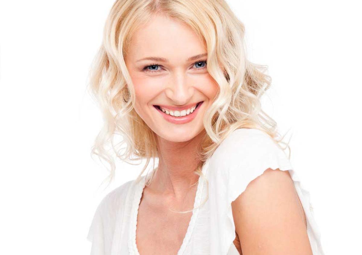 Blonde woman smiling