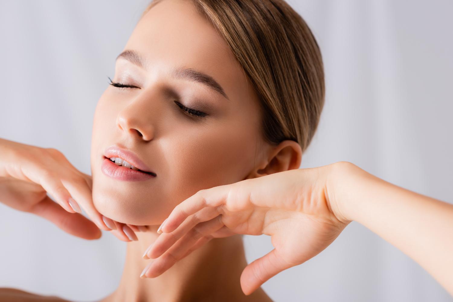 Relaxed beauty portrait of a woman with her eyes closed